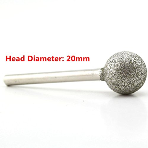 ILOVETOOL 20 mm Dia Spherical Head Diamond Grinding Bit Coated Mounted Points Round Ball Burs Grit 80 Shank 6mm Coarse Tools for Stone