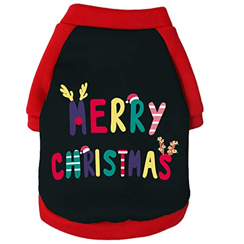 Dog Cat Clothing Christmas Pet Clothing Cotton T Shirt Puppy Costume, Dog Clothes for Dogs Boy Girl (S, Multicolor)