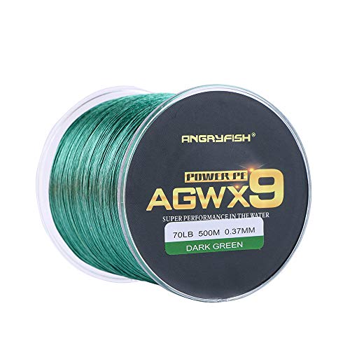 ANGRYFISH Super Power 9 Strands Braided Fishing Line,Cost-Effective Smooth Superline-Extremely Durable-Wonderful Tool for Fishing Enthusiast-Multiple Colors(Green,30LB/0.23MM-300M)