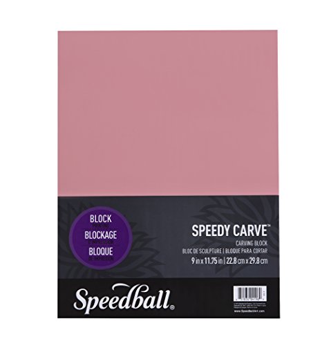 Speedball 4196 Speedy-Carve Block Printing Carving Block – Soft, Easy Carve Surface – 9 x 11-3/4 Inches, Pink