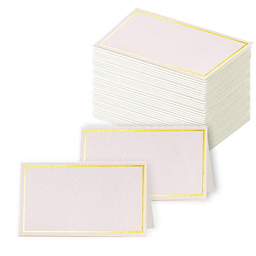 Toncoo 100Pcs Premium Place Cards, Small Table Cards with Gold Foil Border, Escort Cards, Name Cards, Wedding Place Cards for Wedding, Table, Dinner Parties, Seating Cards, 2' x 3.5'