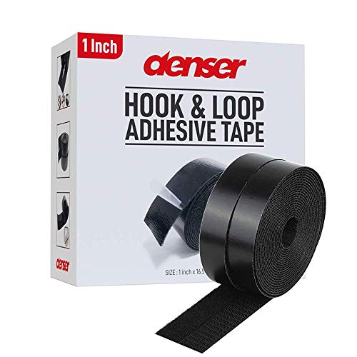 Denser 1 Inch Hook and Loop Tape Sticky Back - 5.5 Yards (16.5 Feet) - Strips Adhesive Heavy Duty Black Roll (1 inch 16.5 ft)