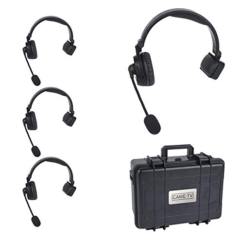 CAME-TV 4-Pack Came-WAERO Full Duplex Intercom Foldable Digital Wireless Headset Up to 1200ft Los Range Communication System with Hardcase,1 Single-Ear Master and 3 Remote Single-Ear Headsets