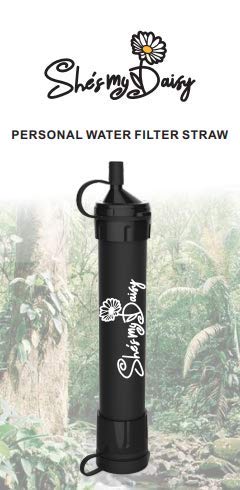 She's My Daisy - Personal Water Filter Straw | Survival Gear for Emergency Water Purification, Hiking, Camping, Travel | Drinking Filtration Equipment | Prepper Kit Essential | Portable Tactical Size