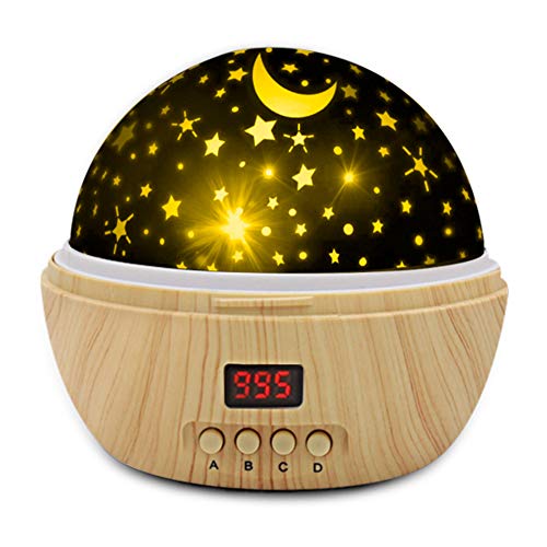 DSTANA Star Projector Night Lights for Kids with Super Timer, Best Gifts Idea for 1-12 Year Old Girl and Boy, Room Lights Glow in The Dark Stars and Moon can Make Child Sleep Peacefully-Wooden Grain
