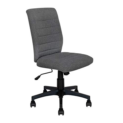 Armless Office Chair with Wheels Ergonomic Home Computer Desk Chair Mid Back Modern Swivel Adjustable Height Tesk Chair Linen Fabric,Dark Grey