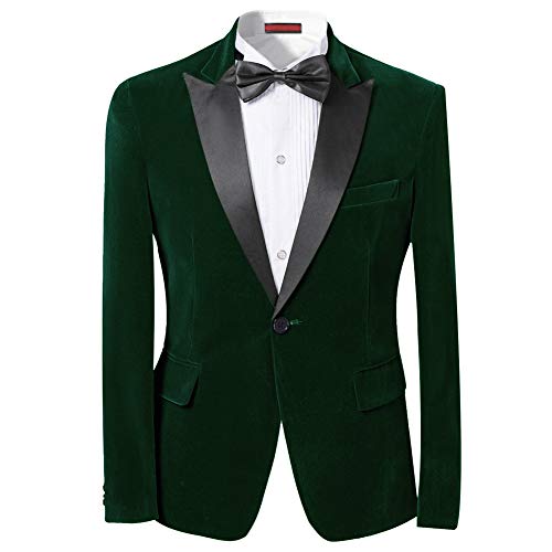 Men's Peaked Lapel 1 Button Dinner Jacket Wedding Blazer Prom Tuxedo Green