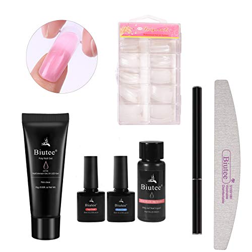 Poly Nail Extension Gel Kit - Nail Enhancement Builder Gel Nail Thickening Solution for Starter and Professional Nail Technician All-in-One Kit