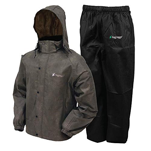 FROGG TOGGS Men's Classic All-Sport Waterproof Breathable Rain Suit, Stone Jacket/Black Pants, X-Large