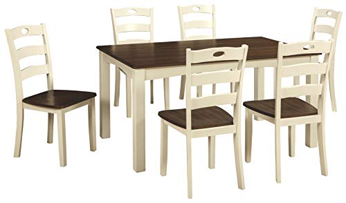 Signature Design by Ashley Woodanville Dining Room Table and Chairs (Set of 7), Cream/Brown