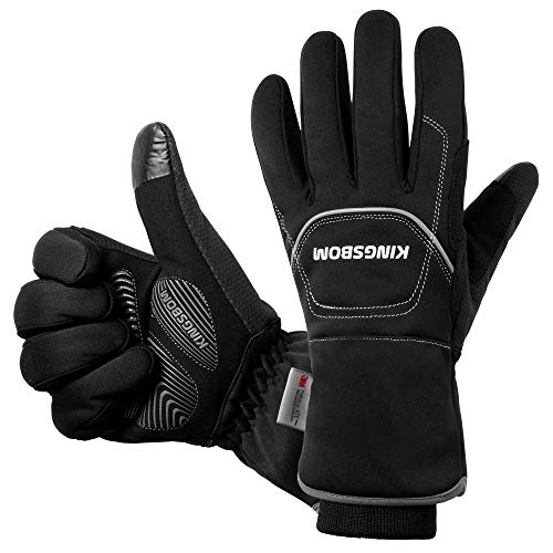 KINGSBOM -40F° Waterproof & Windproof Thermal Gloves - 3M Thinsulate Winter Touch Screen Warm Gloves - for Cycling,Riding,Running,Outdoor Sports - for Women and Men - Black (X-Large)