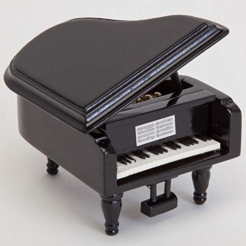 Bits and Pieces - Mini Musical Grand Piano Music Box Plays Love Story - Wooden Wind-Up Music Box Plays for Two Minutes