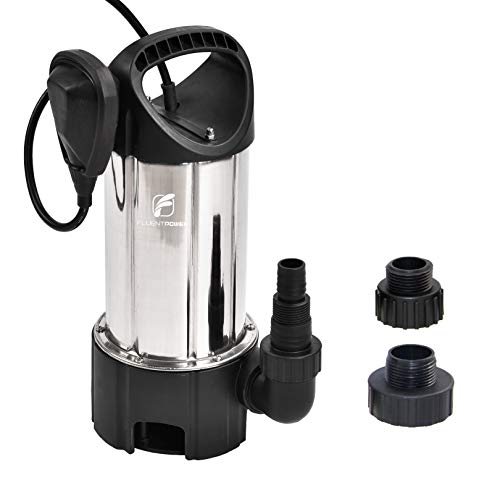 FLUENTPOWER 3/4HP 3300GPH Sump Pump, Stainless Steel Submersible Pump for Dirty/Clean Water, Disable Float Switch Function, Included 3/4' Garden Hose Adapter and 1'&1.5' MNPT thread