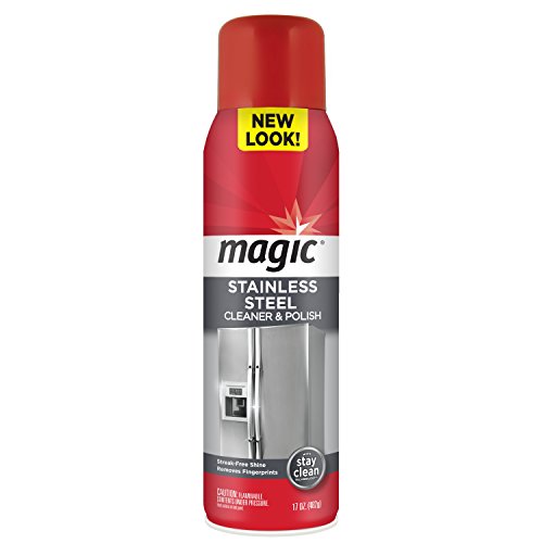 Magic Stainless Steel Cleaner Aerosol - 17 Ounce - Removes Fingerprints Residue Water Marks and Grease From Appliances - Refrigerator Dishwasher Oven Grill etc