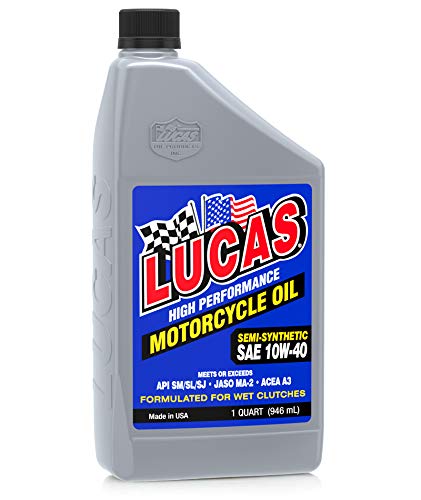 Lucas Oil 10710 10W-40 Semi-Synthetic Motorcycle Oil - 1 Quart Bottle