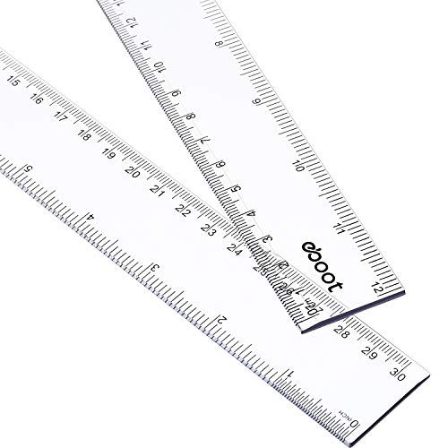 2 Pack Plastic Ruler Straight Ruler Plastic Measuring Tool for Student School Office (Clear, 12 Inch)