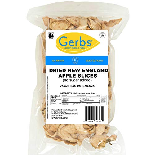 GERBS Dried New England Apple Slices, 16 ounce Bag, No Sugar Added, Unsulfured, Preservative, Top 14 Food Allergy Free