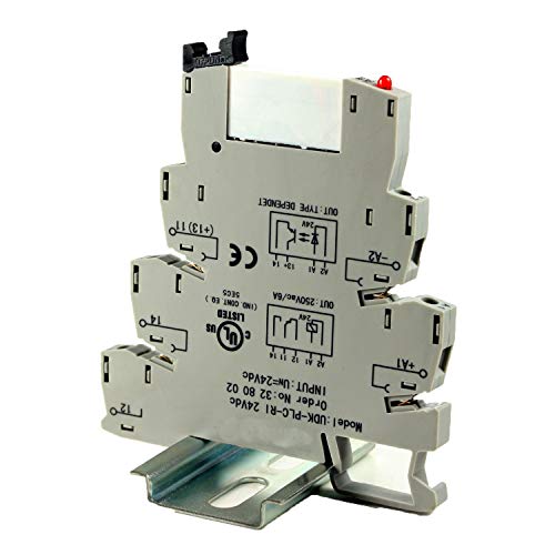 ASI ASI328002 24Vdc Pluggable SPDT Relay with DIN Rail Mount Screw Clamp Terminal Block Base, 6 amp, 250 VAC Rating, 24 VDC Coil