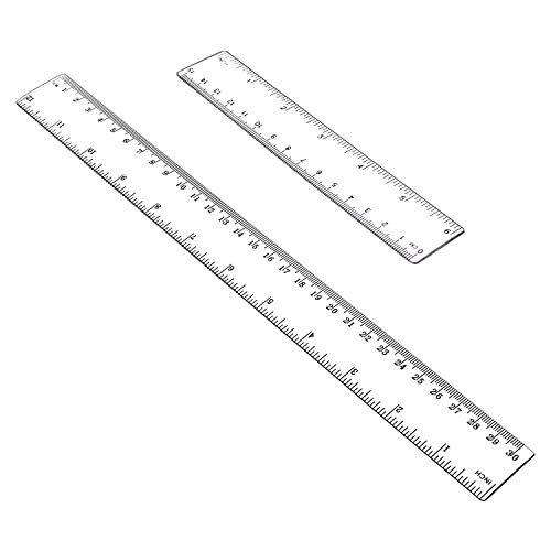ALLINONE-1121-001 Plastic Ruler Flexible Ruler with inches and metric Measuring Tool 12' and 6' inch (2 pieces)