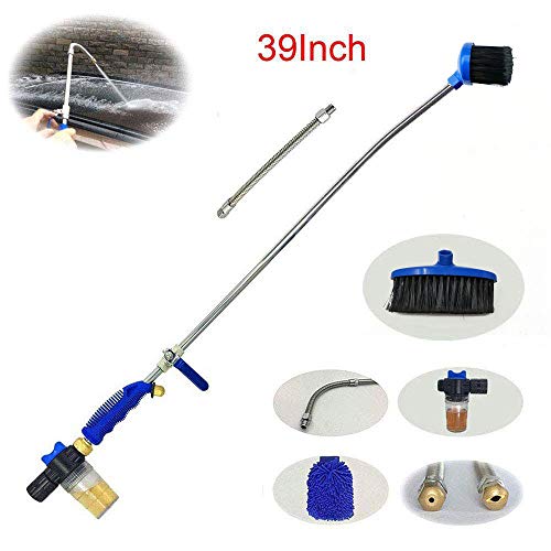 Buyplus Hydro Jet Power Washer - 39'' Extendable Flexible Car Washing Wand, Garden Water Hose Sprayer Nozzle Tips Attachment,Glass Window Cleaning Tool,with Foam Cannon Brush