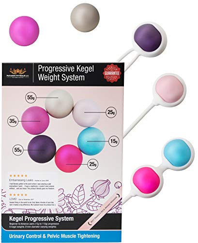 Ben Wa Progressive Kegel Weight Exercise System: 6 Weights for Woman Tightening, Beginner to Advance Strengthen Pelvic Floor Muscle Recovery and Resolves Incontinence & Bladder Control