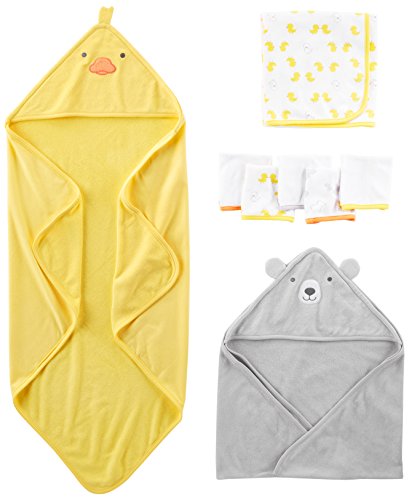 Simple Joys by Carter's Baby 8-Piece Towel and Washcloth Set, Yellow/Grey, One Size