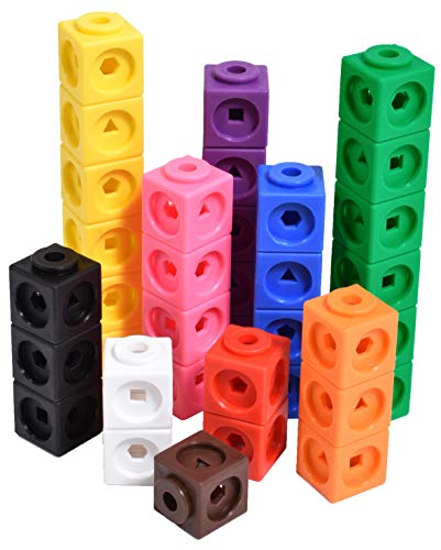 Edx Education Math Cubes - Set of 100 - Linking Cubes For Early Math - Connecting Manipulative For Preschoolers Aged 3+ and Elementary Aged Kids