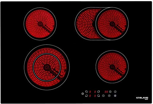 30' Built-in Electric Cooktop, GASLAND Chef CH77BF 240V Ceramic Cooktop, Drop-in 4 Burner Coil Electric Radiant Cooktop, 9 Power Levels, Sensor Touch Control, Child Safety Lock, 1-99 Minutes Timer