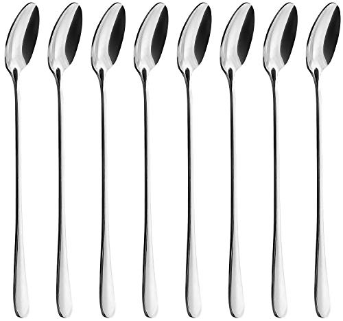 Long Handle Spoon, MCIRCO Stainless Steel Spoon Set Mixing Spoon Ice Cream Spoon Long Spoon Iced Tea Spoon Coffee Spoon Dessert Spoon Milkshake Spoon,Set of 8(Ice spoon)