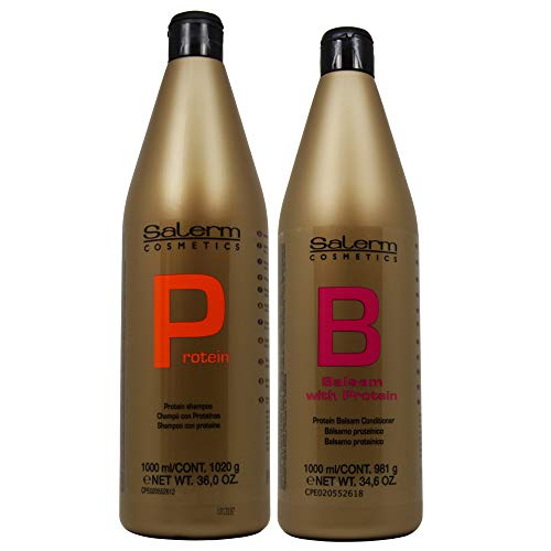 Salerm Cosmetics Protein Shampoo and Protein Balsam Conditioner Duo Set (36ounce and 34.6ounce)