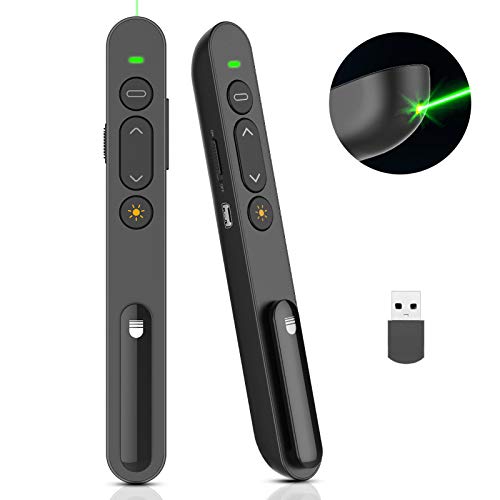 Wireless Presenter Rechargeable,Doosl Presentation Remote with Green Light, Hyperlink, Volume Control - 2.4GHz PowerPoint Clicker for Classroom, Lecture Hall, Conference Room, Exhibition Hall, etc.