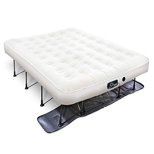 Ivation EZ-Bed (Queen) Air Mattress with Frame & Rolling Case, Self Inflatable, Blow Up Bed Auto Shut-Off, Comfortable Surface AirBed, Best for Guest, Travel, Vacation, Camping