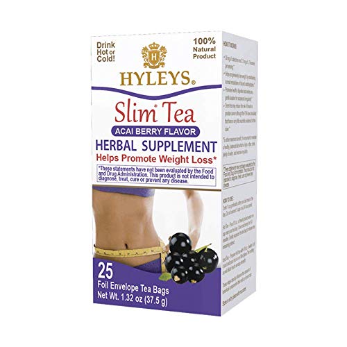 Hyleys Slim Tea Acai Berry - 25 Tea Bags (100% Natural, Sugar Free, Gluten Free and Non-GMO)