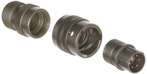 Amphenol Industrial PT06A-10-6P Circular Connector Pin, General Duty, Non-Environmental, Bayonet Coupling, Solder Termination, Straight Plug, 10-6 Insert Arrangement, 10 Shell Size, 6 Contacts