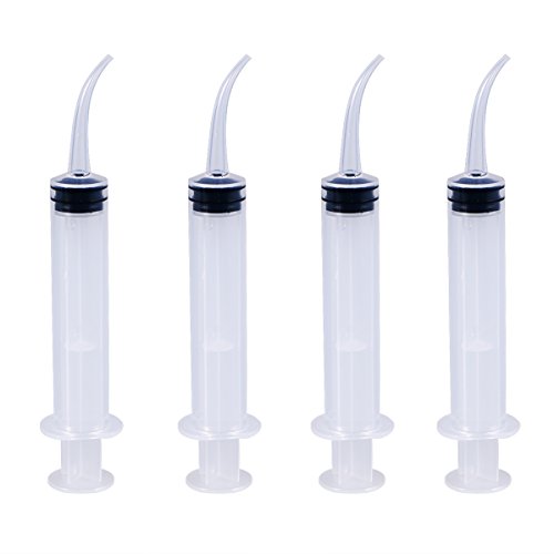 ROSENICE Disposable Dental Irrigation Syringe with Curved Tip for Dental Care 4pcs