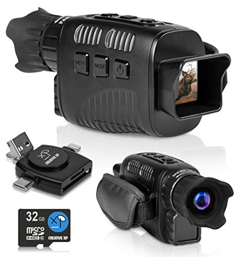 CREATIVE XP 2021 Digital Night Vision Monocular for 100% Darkness - Travel Infrared Monoculars Save Photos & Videos - IR High-Tech Spy Gear for Hunting & Surveillance - Card Reader Included