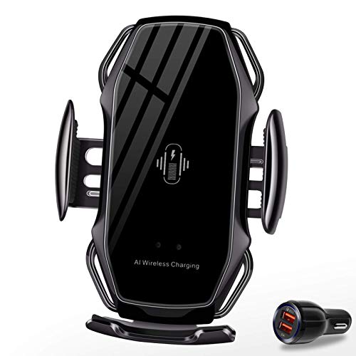 Wireless Car Charger, Fast Charging Auto-Clamping Car Phone Holder Mount, Car Air Vent Holder, Compatible with iPhone11/11ProMax/XS/XR/X/8/8+,Samsung S10/S9/S8/Note10/Note9,LG,Huawei,Google Pixel