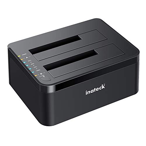 Inateck USB 3.0 to SATA Dual-Bay USB 3.0 Hard Drive Docking Station with Offline Clone Function fit 2.5 and 3.5 inch HDD SSD SATA (SATA I/II/III), Support 2X 8TB and UASP, Black FD2002