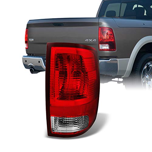 For 2009-2018 Dodge Ram Pickup Truck Red Clear Tail Light Tail Lamp Brake Lamp Passenger Right Side Replacement