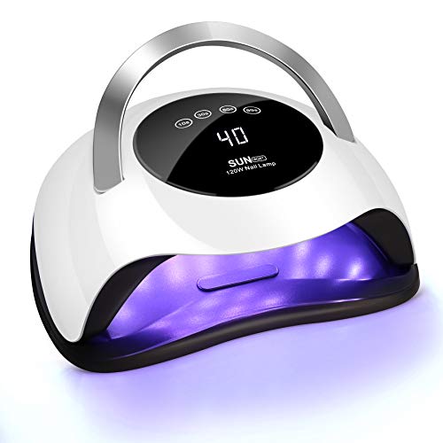120W UV LED Nail Lamp, Berabo Faster Nail Dryer for Gel Polish with 4 Timer Setting Professional Gel Lamp Portable Handle Curing Lamp for Fingernail and Toenail Auto Sensor Nail Machine