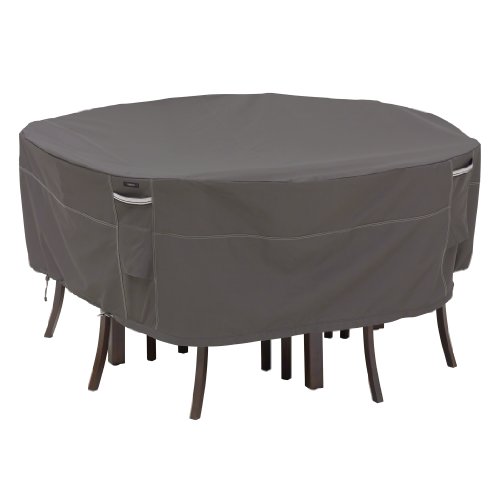 Classic Accessories Ravenna Water-Resistant 94 Inch Round Patio Table & Chair Set Cover