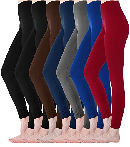 Diravo Fleece Lined Leggings Womens Fashion High Waist Tummy Control Leggings for Women Winter Warm (7 Mixed Color-C)