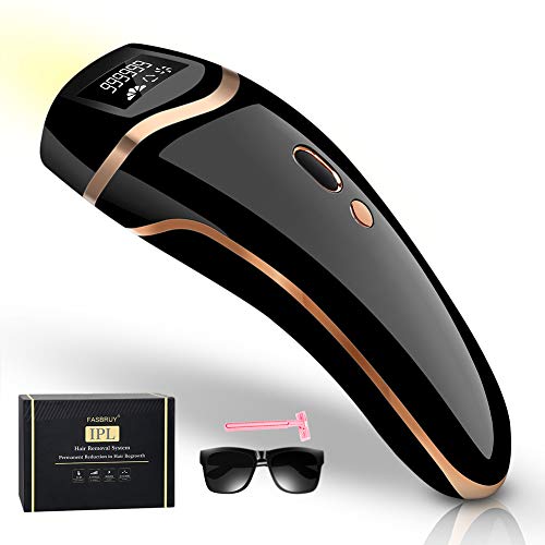 Fasbruy IPL Hair Removal Permanent Painless Laser Hair Remover Device for Women and Man Upgrade to 999,999 Flashes for Facial Legs, Arms, Armpits,Body At-Home Use (Black)