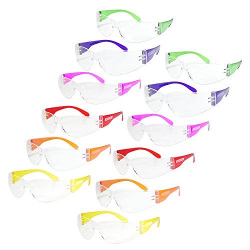 JORESTECH Eyewear Protective Safety Glasses, Polycarbonate Impact Resistant Lens Pack of 12 (Multi-Colors)