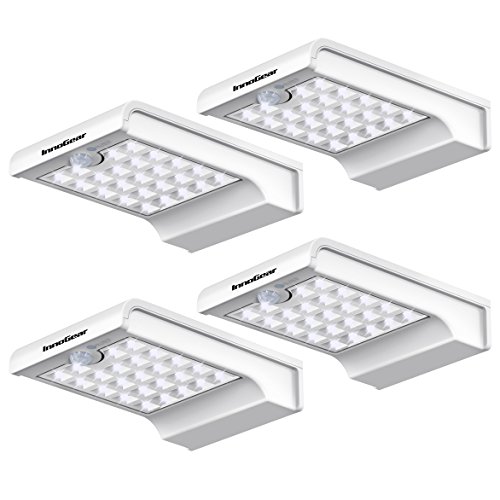 InnoGear 24 LED Solar Lights Dim to Bright Motion Sensor Outdoor Wall Light Security Night Light for Gutter Patio Garden Path, Pack of 4