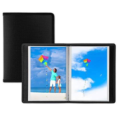 Dunwell Small Photo Album 4x6 - (Black, 2 Pack), 24 Pages Hold 48 Pictures, 4x6 Portfolio Folder for Artwork, Photo Brag Book, Great for Postcards or Picture Storage, Album for 4 x 6 Photos