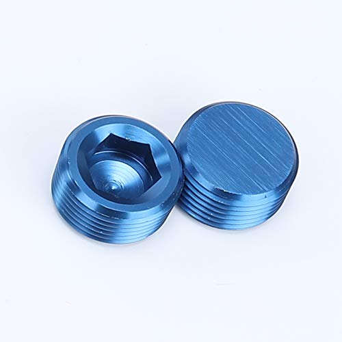 Aluminum 1/2' NPT Male Socket Allen Head Pipe Plugs, Blue, Pack of 2