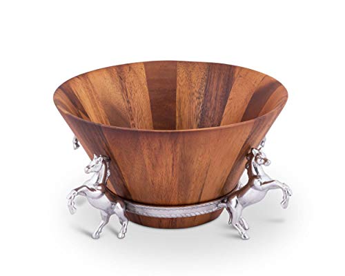 Arthur Court Designs Aluminum Diameter: 12 inch Long Tal 7'Horse Wood Tall Salad Bowl