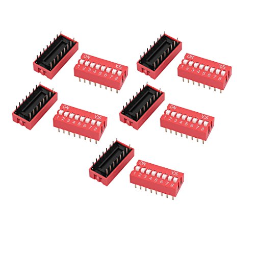 uxcell 10 Pcs DIP Switch 2 Row 16 Terminals 8 Positions Sliding Switch 2.54mm Pitch