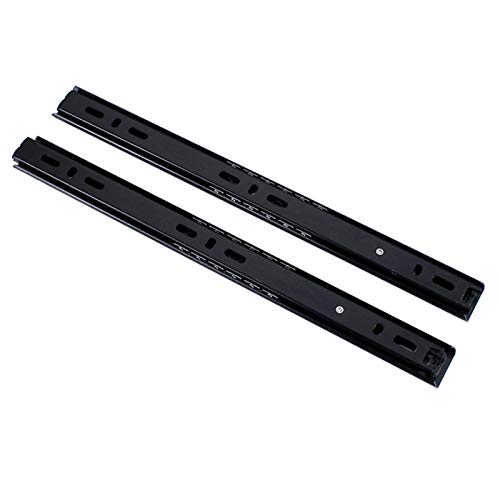 2 Pcs Silver Tone Ball Bearing 13 Inch 3 Sections Slide Track Mounting Drawer Runners Slider (13 Inch, Black)